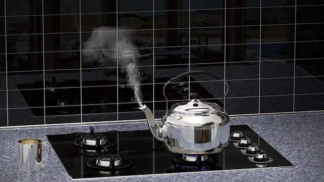silver tea kettle