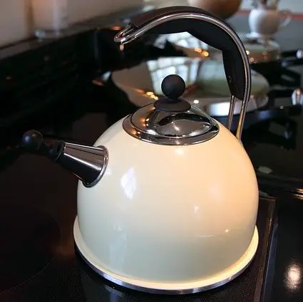 white stove top tea kettle