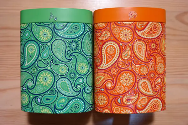 colourful tea containers