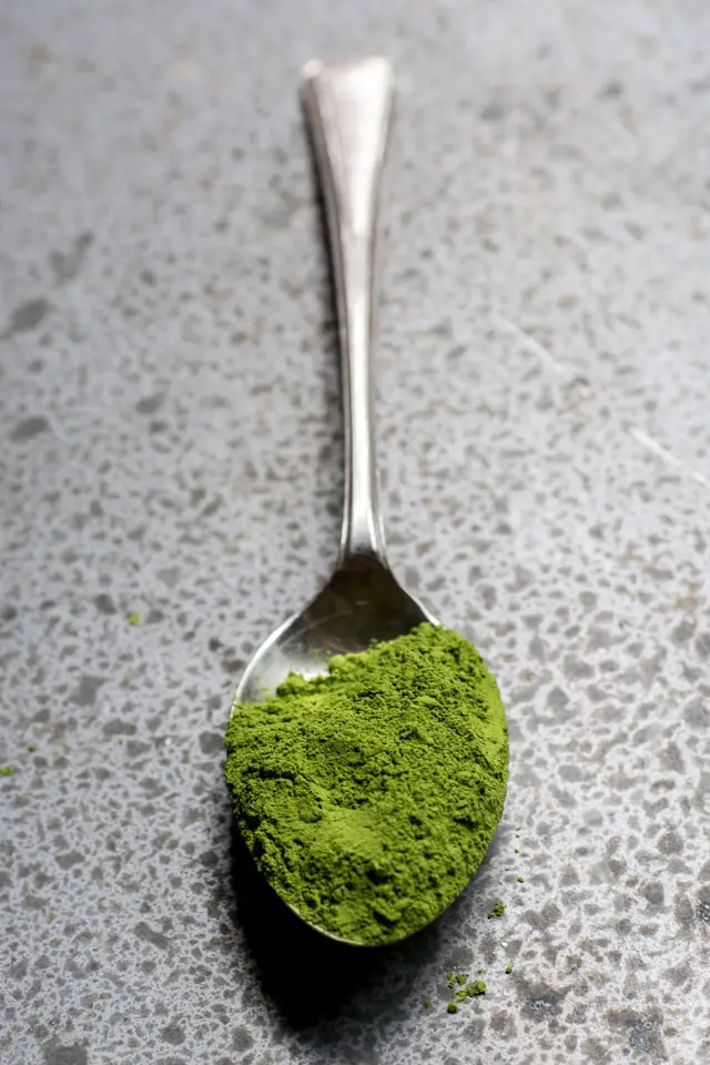 A Table Spoon Full Of Matcha Powder