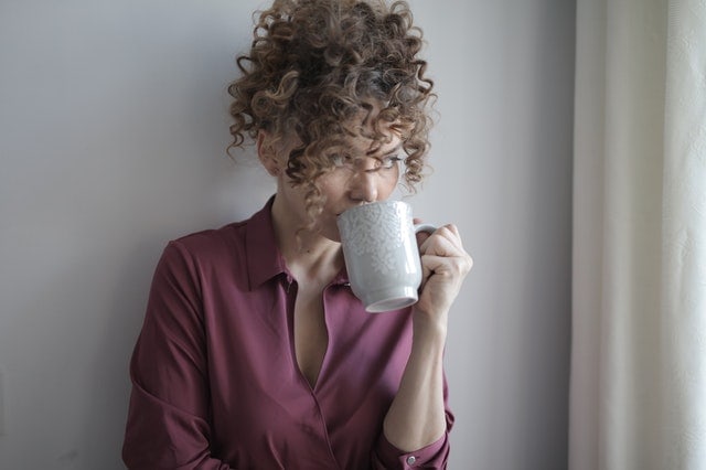 woman drinking morning tea