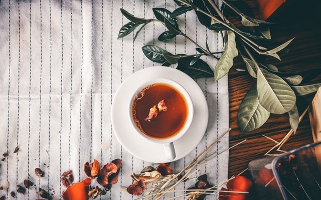 Tea served in white ceramic cup