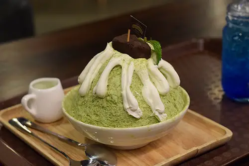 big bowl of green tea ice cream for dessert