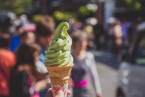 green tea ice cream cone