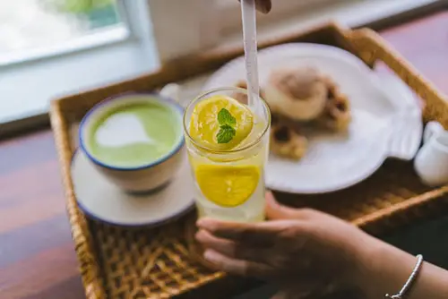 Iced Lemonade with mint for breakfast